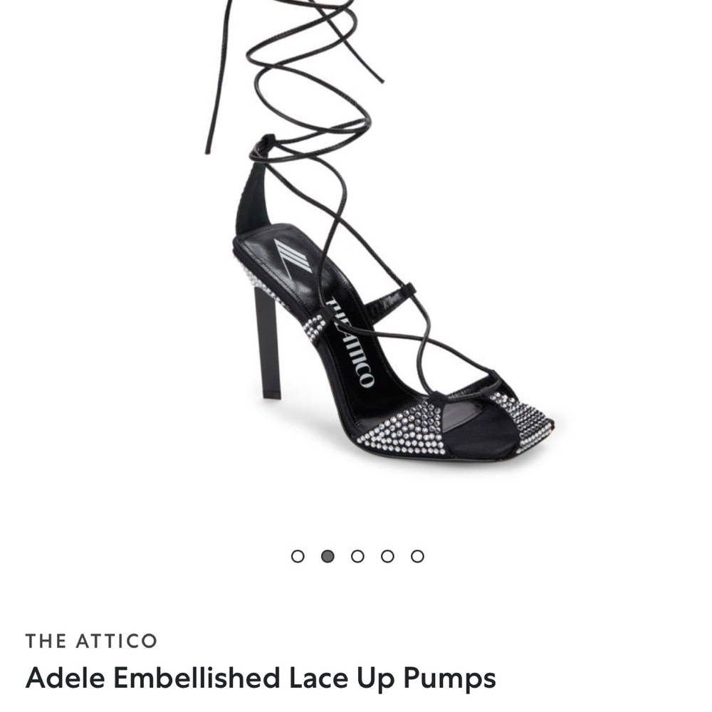 The Attico Black Crystal Lace-Up Heels